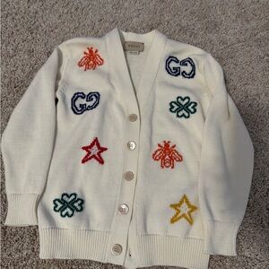 Authentic New Gucci Ivory Knit Cardigan with Button Detail